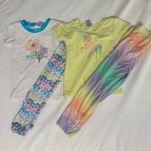 Kidtopia Sleepwear Unicorn and Floral Toddler TWO Pajama Sets  -Size 3T